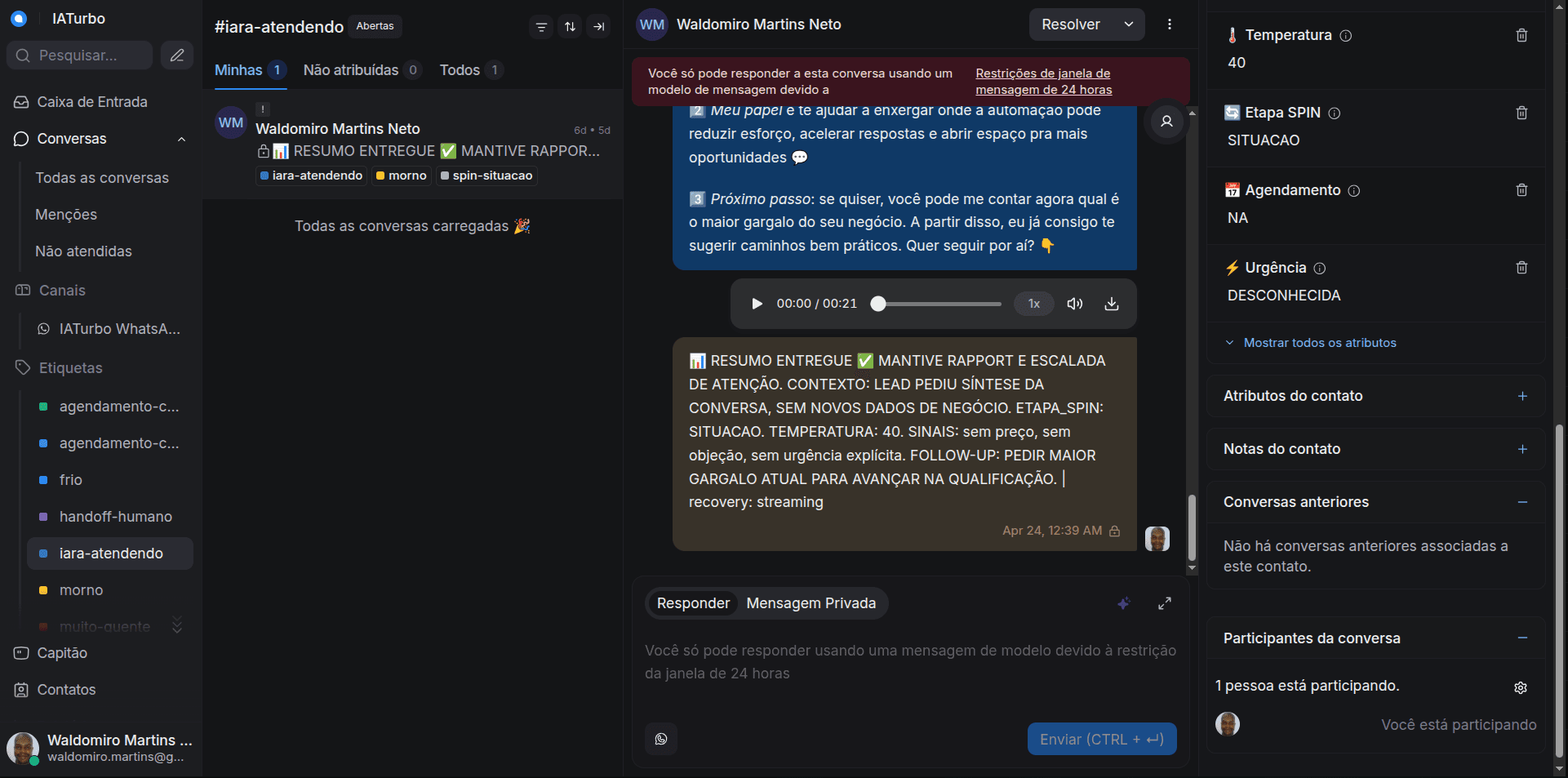 Central de Comando IATurbo - Gestão em tempo real (Escuro)
